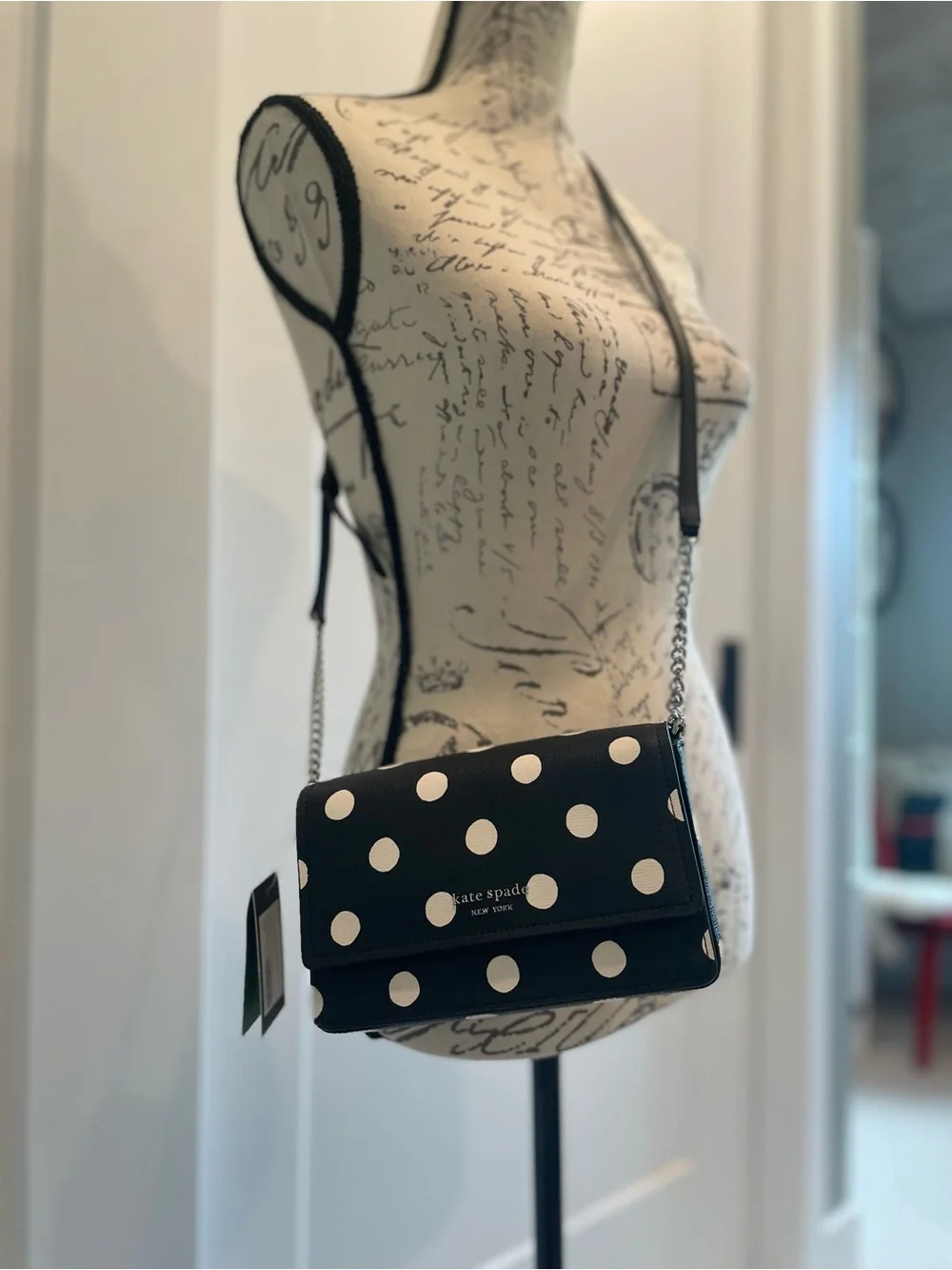 kate spade Black and Cream Polka Dot Crossbody Bag